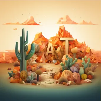 Desert-themed typography in warm low poly style, showcasing wildlife and cacti - Image 3