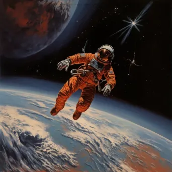 Space astronaut floating with Earth in the background - Image 1