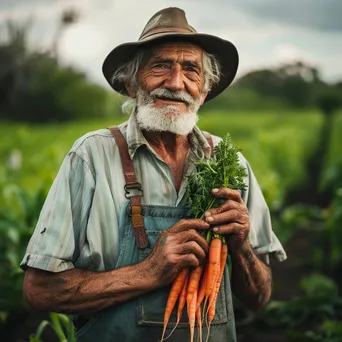 Farmer with Fresh Organic Carrots