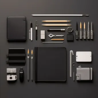 Top view of stationery items on a desk in a minimalist setup - Image 4