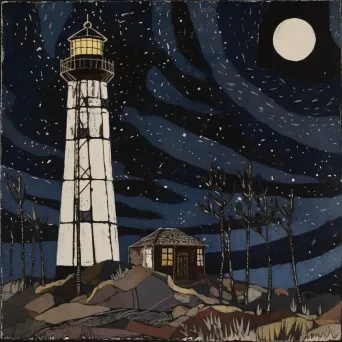 Old lighthouse under starry night sky in AI-generated image - Image 3