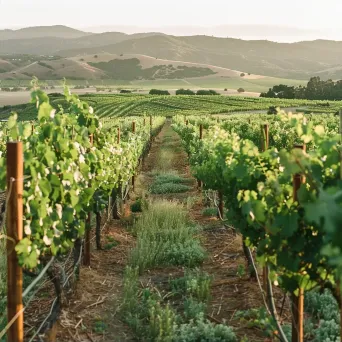 Aerial view of lush vineyard with grapevines and rolling hills - Image 2