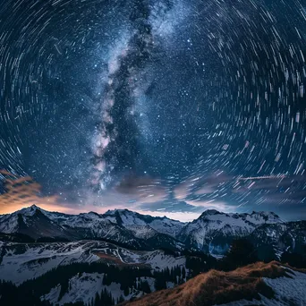 Long exposure photo of stars over a mountain landscape - Image 3