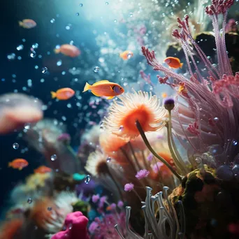 Underwater scene with colorful anemones and fish - Image 1