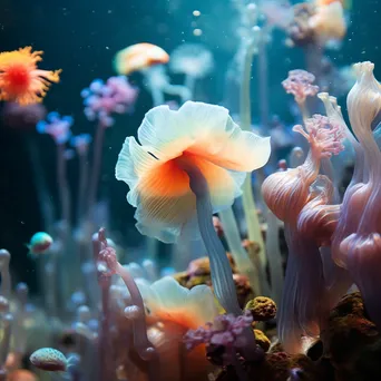 Underwater scene with colorful anemones and fish - Image 2