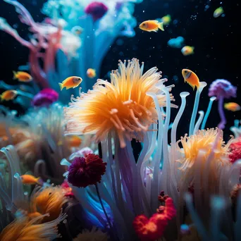 Underwater scene with colorful anemones and fish - Image 4