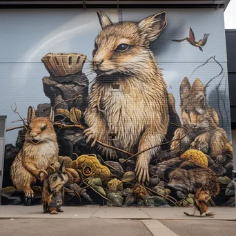 Detailed street art depicting wildlife on a sidewalk - Image 1