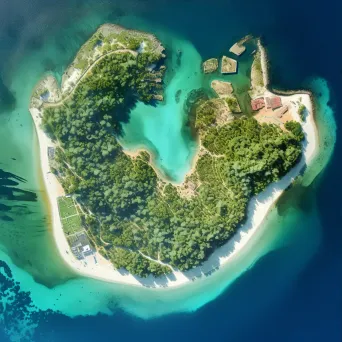 High-resolution satellite image of a tropical island with lush greenery, turquoise waters, and sandy beaches. - Image 3