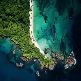 High-resolution satellite image of a tropical island with lush greenery, turquoise waters, and sandy beaches. - Image 4