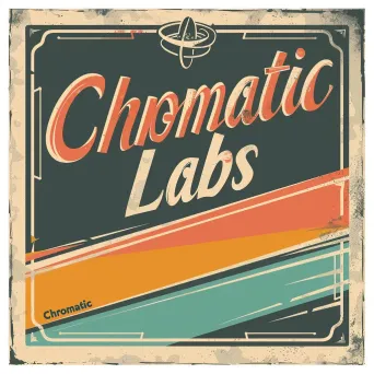 Retro vintage logo design with teal, orange, and cream colors for Chromatic Labs - Image 1