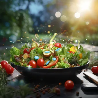 Vibrant salad bowl with fresh greens and cherry tomatoes - Image 2