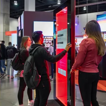 Customer feedback collection booth with interactive touchscreens for feedback and communication - Image 4