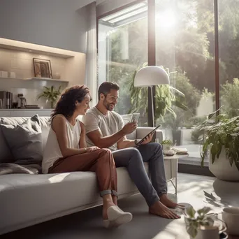 Couple using a smart home application for energy monitoring - Image 3