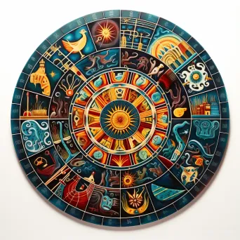 Cubist representation of zodiac wheel with each house depicted as a cosmic event - Image 3