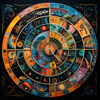 Cubist representation of zodiac wheel with each house depicted as a cosmic event - Image 4