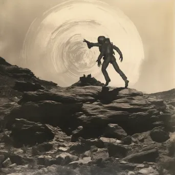 Artistic depiction of astronaut stepping onto alien planet, symbolizing exploration and discovery - Image 3