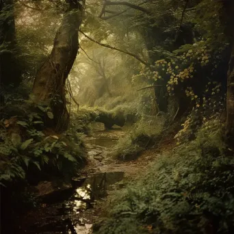 Image depicting a journey through a magical and mysterious forest - Image 4