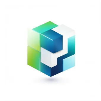 Abstract building manufacturer logo with blue and green colors on a white background - Image 1