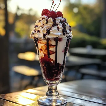 Ice cream sundae in tall glass - Image 1