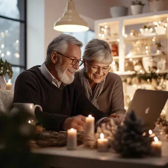 Elderly Couple Enjoying Online Shopping