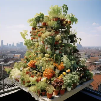 Image of an urban garden on a rooftop promoting urban farming - Image 4