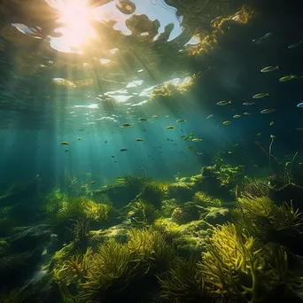 Underwater garden with seaweed and schools of fish - Image 2