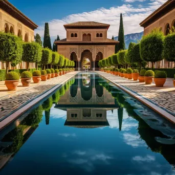 Intricate Moorish architecture of the Alhambra Palace in Granada, Spain - Image 1