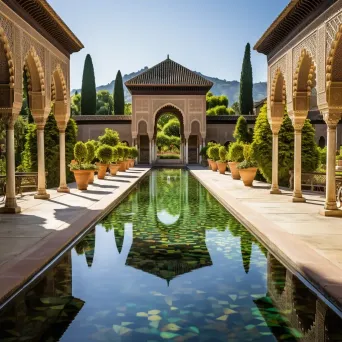 Intricate Moorish architecture of the Alhambra Palace in Granada, Spain - Image 4