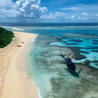 Tropical Island Helicopter Landing