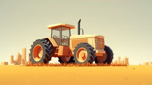 Low poly tractor in the field incorporating Bauhaus-style minimalism - Image 3