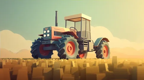 Low poly tractor in the field incorporating Bauhaus-style minimalism - Image 4