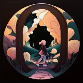 Young girl entering a magical mirror-like portal - Image 4