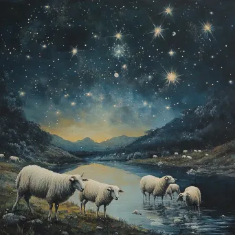 Enchanted Sheep under Starlight