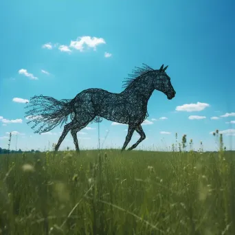 Lone horse galloping freely in a green meadow under a clear blue sky - Image 4