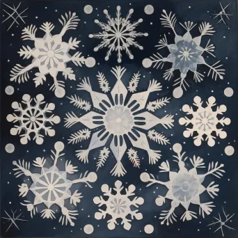 Field of perfect symmetrical snowflakes against a midnight blue backdrop - Image 2