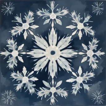 Field of perfect symmetrical snowflakes against a midnight blue backdrop - Image 4