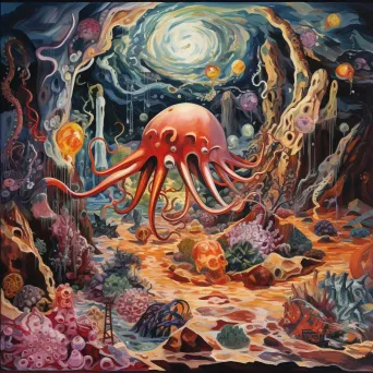 Undersea cave with gems guarded by octopus - Image 1