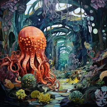 Undersea cave with gems guarded by octopus - Image 4