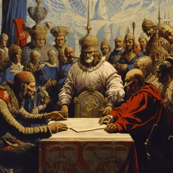 King John and barons engaging in the negotiation and signing of the Magna Carta - Image 3