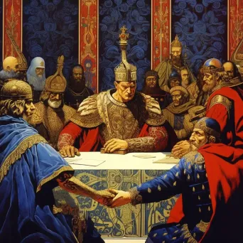 King John and barons engaging in the negotiation and signing of the Magna Carta - Image 4