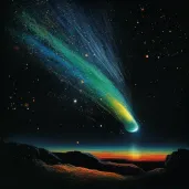 Illustration of comet streaking across cosmos with glowing dust - Image 1