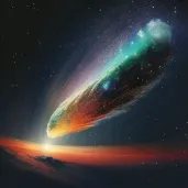 Illustration of comet streaking across cosmos with glowing dust - Image 4