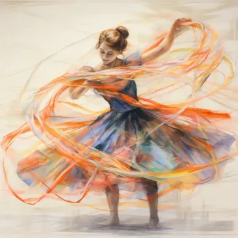 Rhythmic gymnastics performance captured in colored pencil drawing - Image 3