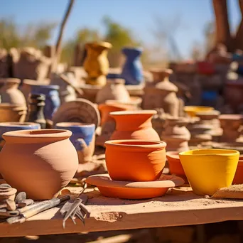 Assorted Clay Pots Drying Outdoors