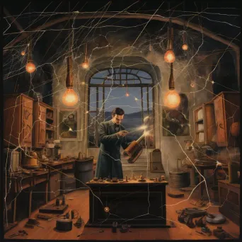 Nikola Tesla in laboratory with electrical equipment - Image 2