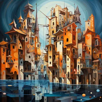 Cubist cityscape seemingly defying gravity through clever rendering - Image 3