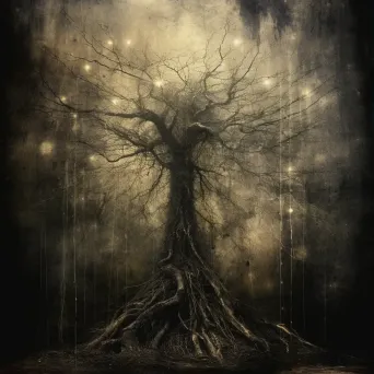 Image showing a mythical tree reaching towards the skies and delving into the underworld - Image 3