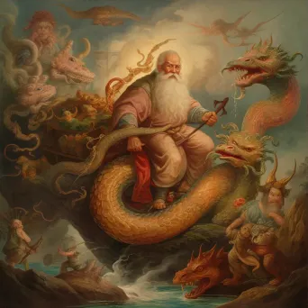 Illustration of a Chinese dragon pursuing the pearl of wisdom - Image 3