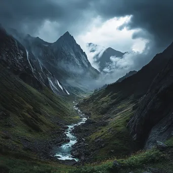 Mountain Valley During Storm