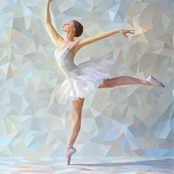 Graceful low poly ballerina depicted in elegant pastel-colored polygons - Image 3